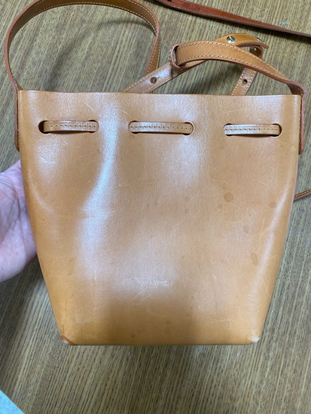 Mansur Gavriel Calfskin Mini Bucket Bag Sun - Picture 11 of 16